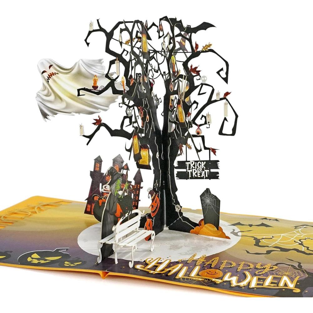 imageCUTPOPUP Halloween Card Pop Up 3D Haunted Party Greeting Cards for Boys Girls Men Women Haunted Night SD260US1520Ghost Tree Halloween