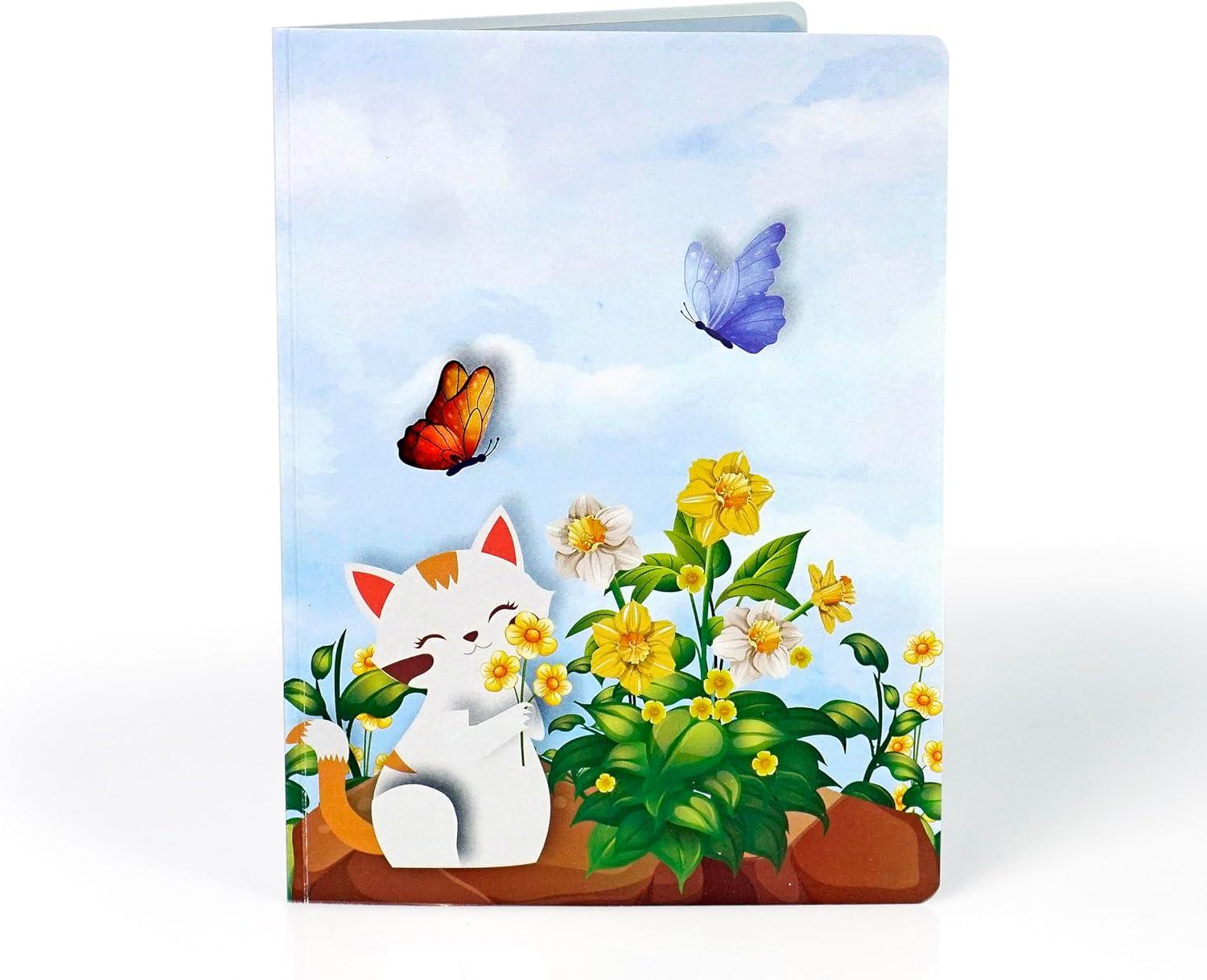 imageCUTPOPUP Birthday Card Pop Up 3D Birthday Greeting Mothers Day Card for Women Mom Wife Grandma Daughter Cat Daffodils