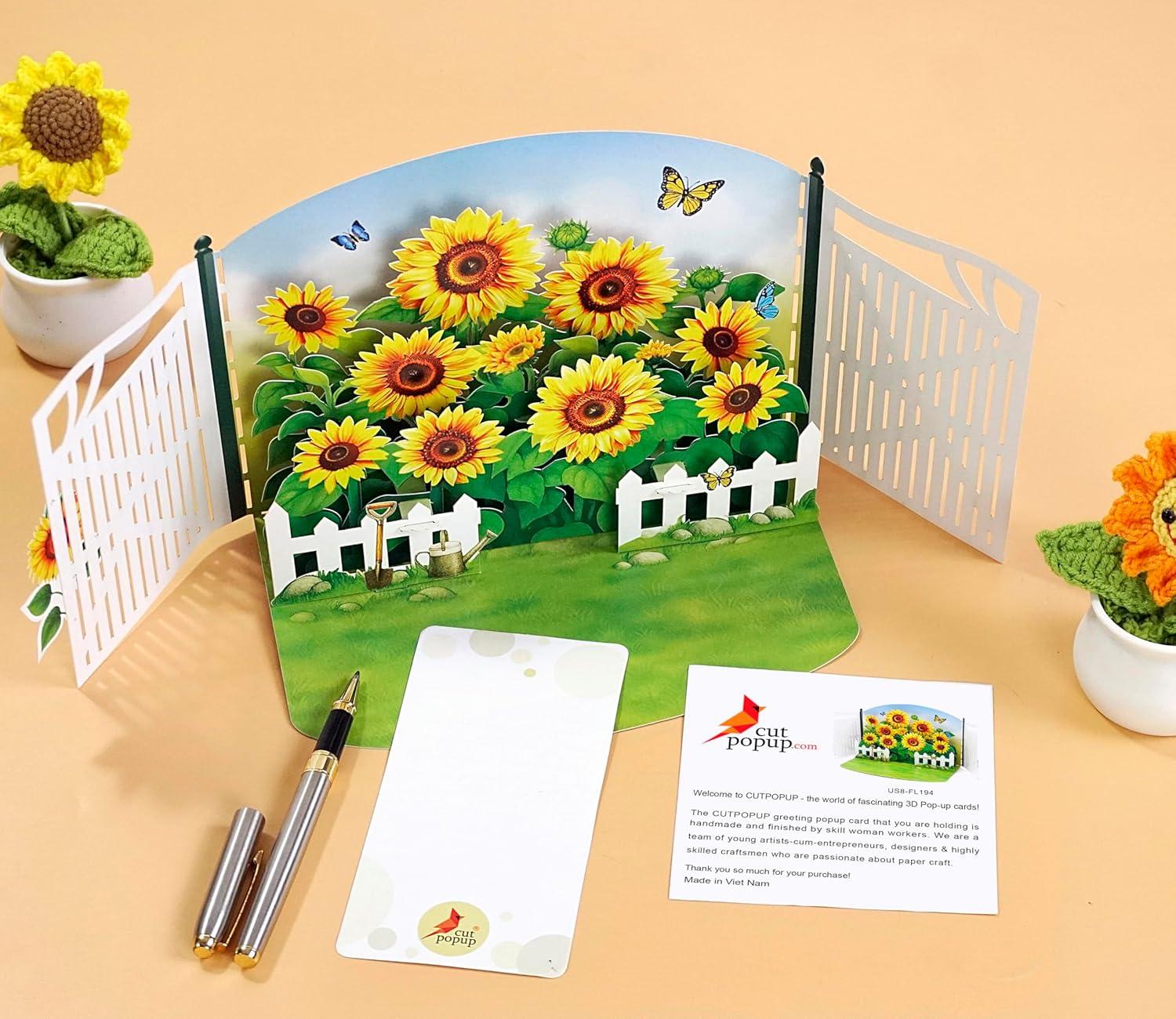 imageCUTPOPUP Birthday Card Pop Up 3D Greeting Flowers Cards for Women Mom Grandma Daughter Friends Bloom Garden FL191USBloom Sunflower6x8in