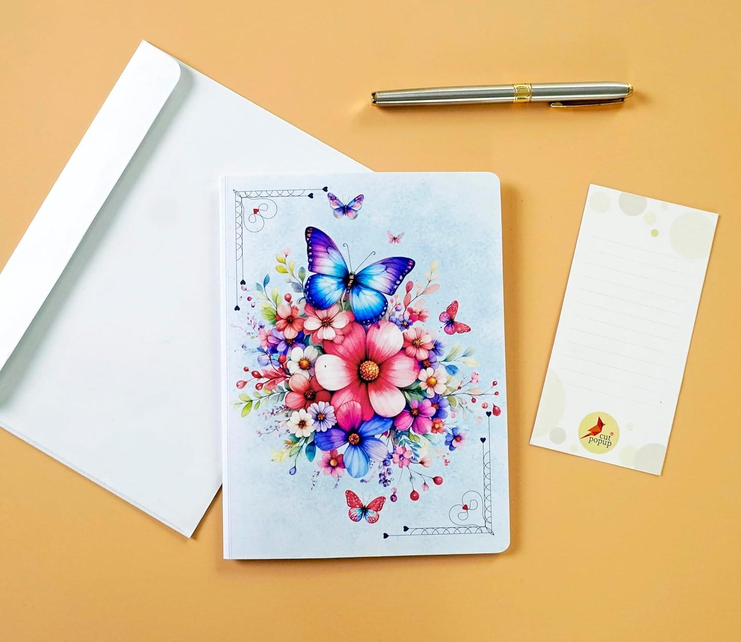 imageCUTPOPUP Birthday Card Pop Up 3D Greeting Flowers Cards for Women Mom Grandma Daughter Friends Bloom Garden FL191USButterfly6x8in