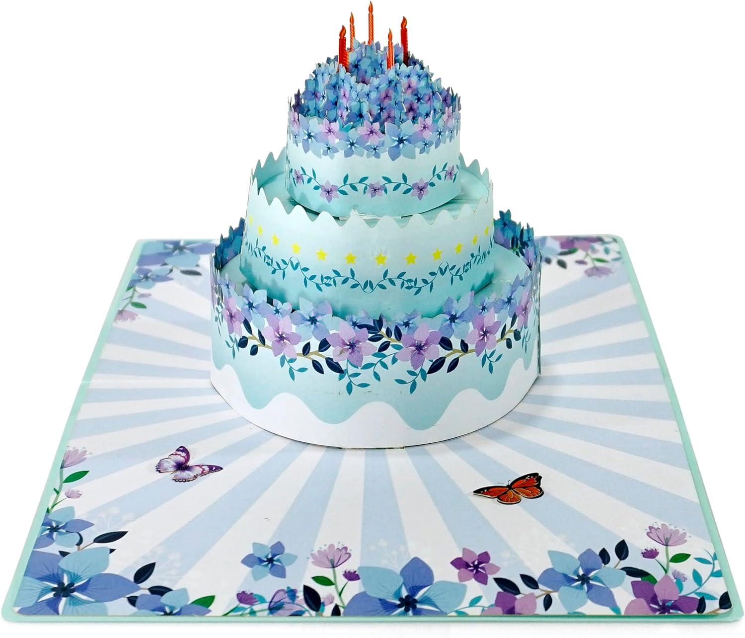 imageCUTPOPUP Birthday Card Pop Up 3D Greeting Flowers Cards for Women Mom Grandma Daughter Friends Bloom Garden FL191USFloral Birthday Cake6x8in