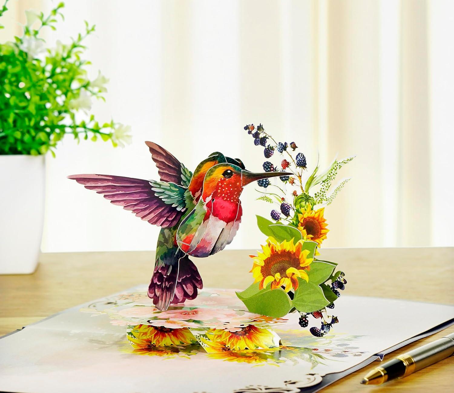 imageCUTPOPUP Birthday Card Pop Up 3D Greeting Flowers Cards for Women Mom Grandma Daughter Friends Bloom Garden FL191USHummingbird Sunflower6x8in