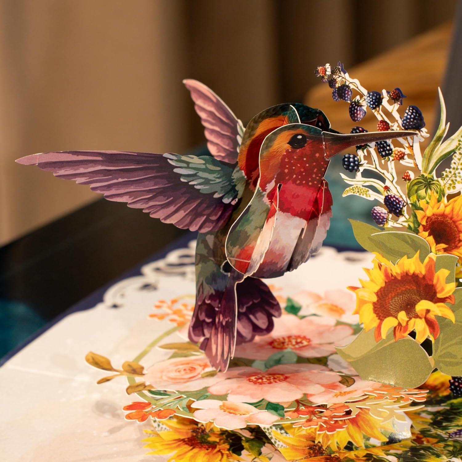 imageCUTPOPUP Birthday Card Pop Up 3D Greeting Flowers Cards for Women Mom Grandma Daughter Friends Bloom Garden FL191USHummingbird Sunflower6x8in