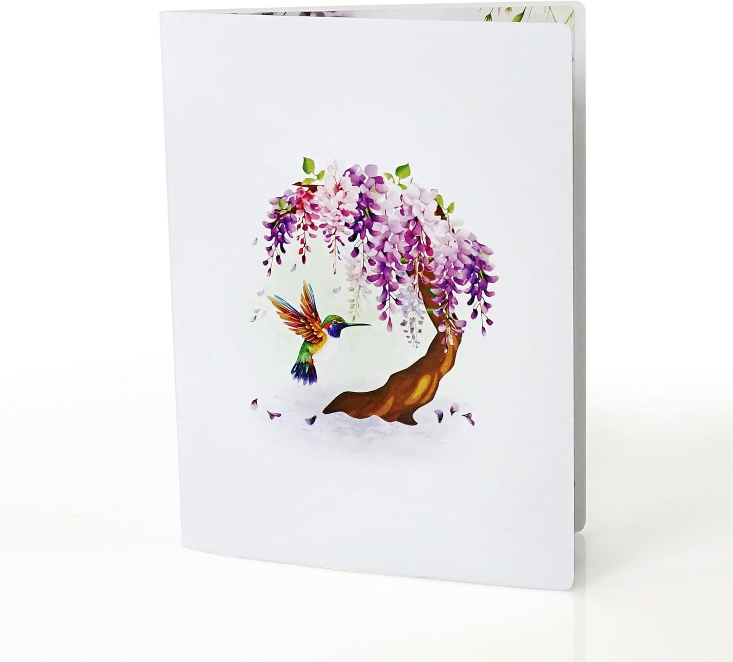 imageCUTPOPUP Birthday Card Pop Up 3D Greeting Flowers Cards for Women Mom Grandma Daughter Friends Bloom Garden FL191USHummingbird Wisteria6x8in