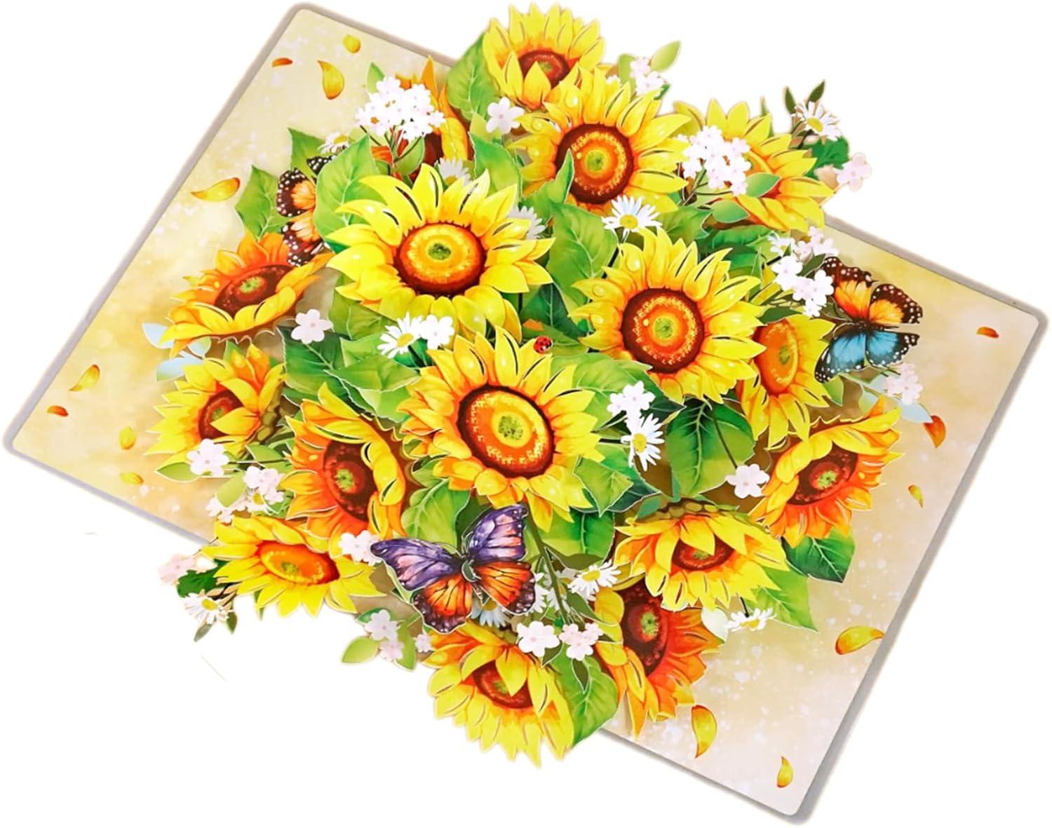 imageCUTPOPUP Birthday Card Pop Up 3D Greeting Flowers Cards for Women Mom Grandma Daughter Friends Bloom Garden FL191USSunflower6x8in
