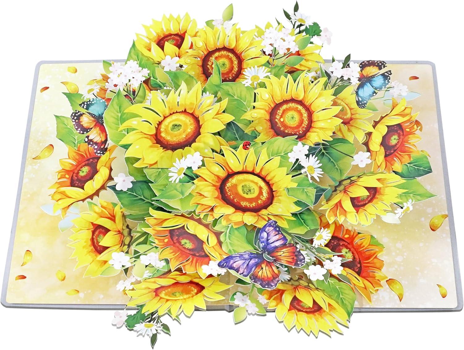 imageCUTPOPUP Birthday Card Pop Up 3D Greeting Flowers Cards for Women Mom Grandma Daughter Friends Bloom Garden FL191USSunflower6x8in