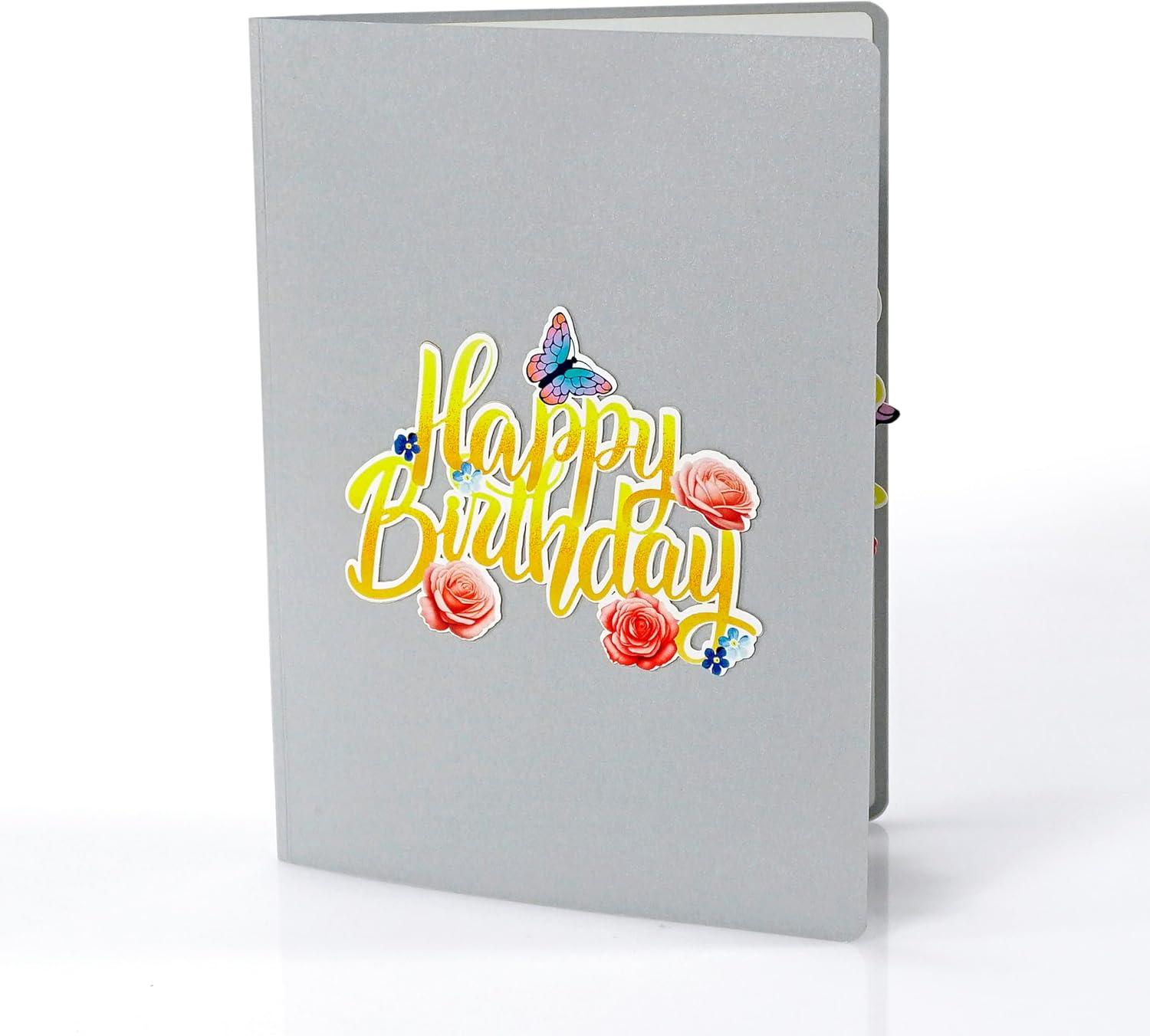 imageCUTPOPUP Happy Birthday Floral Birthday Card Pop Up 3D Popup Greeting Card Happy Birthday Floral