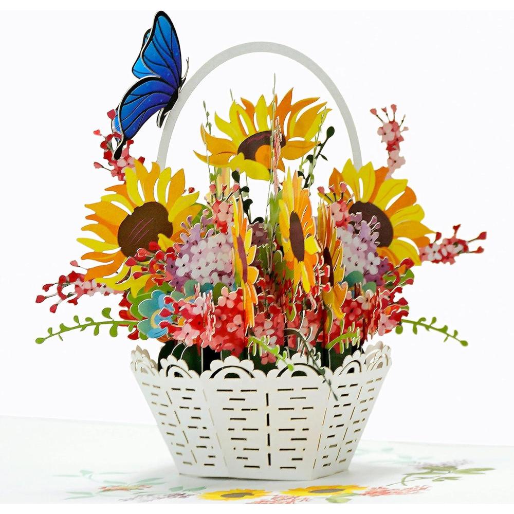 imageCUTPOPUP Birthday Card Pop Up 3D Greeting Flowers Cards for Women Mom Grandma Daughter Friends Bloom Garden FL191USSunflowers Basket6x6in