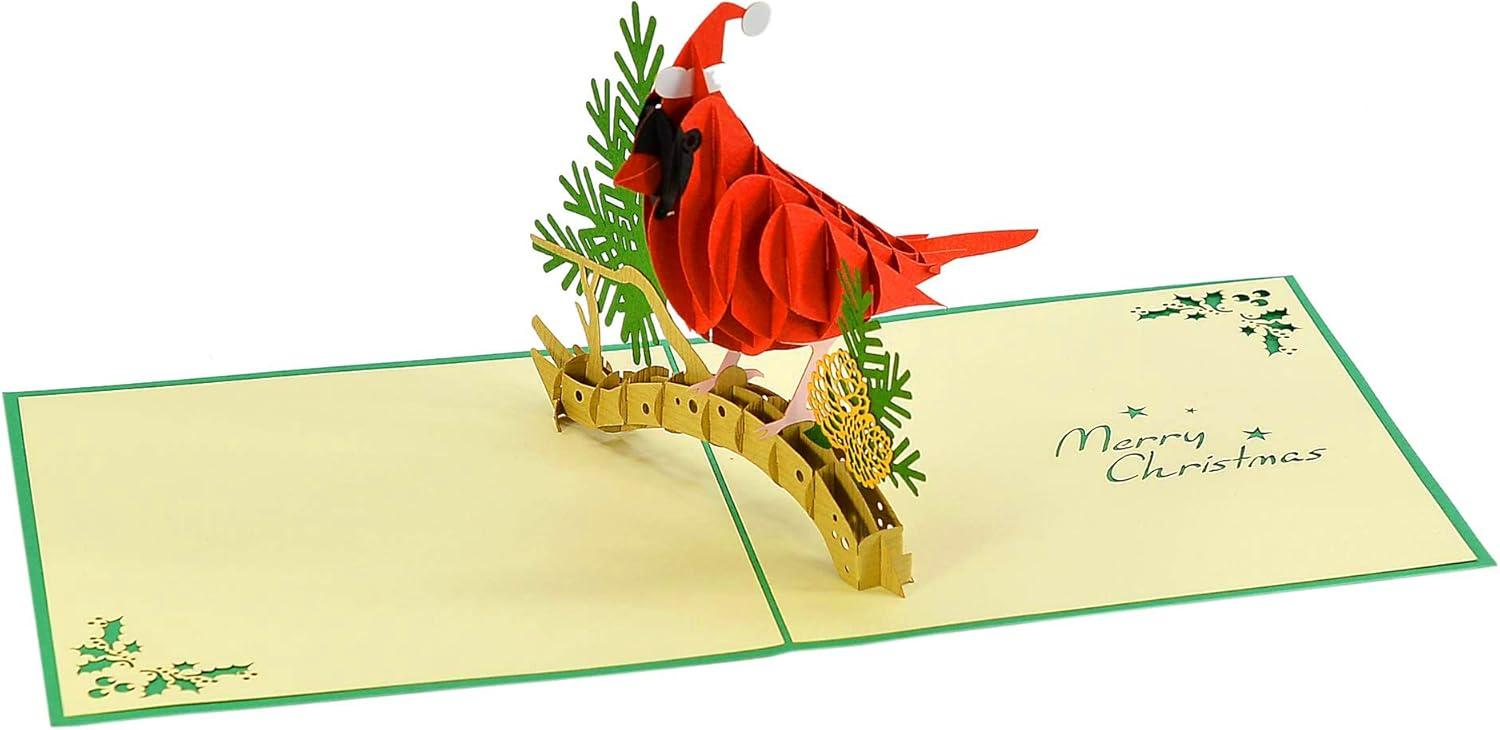 imageCUTPOPUP Christmas Card Pop Up 3D Xmas New Year Holiday Greeting Card Red CardinalChristmas Cardinal