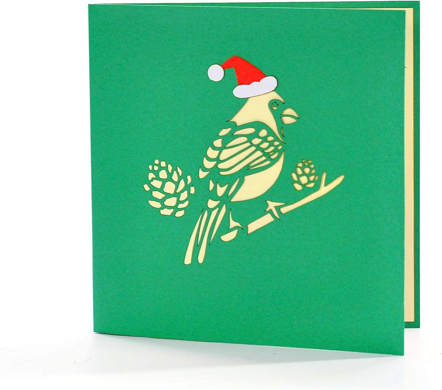 imageCUTPOPUP Christmas Card Pop Up 3D Xmas New Year Holiday Greeting Card Red CardinalChristmas Cardinal