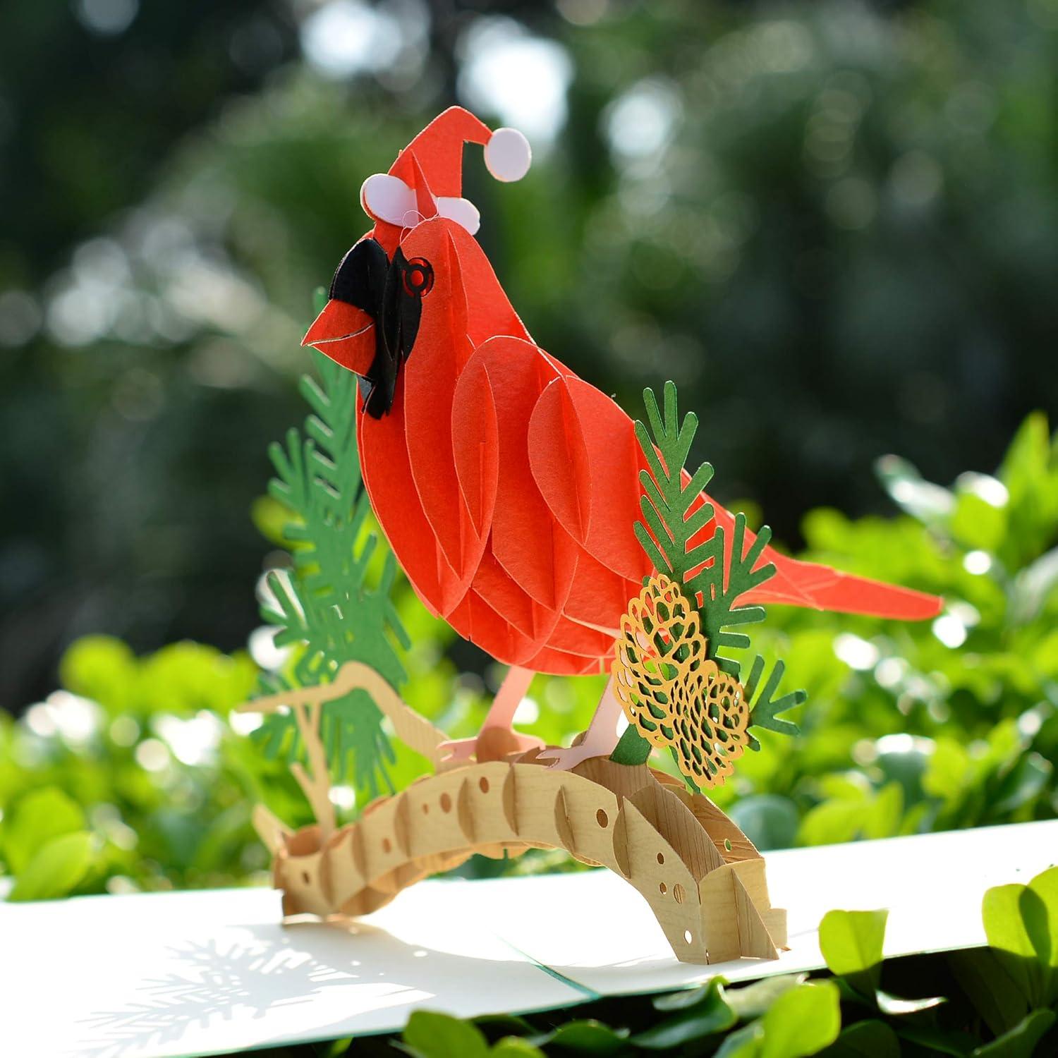 imageCUTPOPUP Christmas Card Pop Up 3D Xmas New Year Holiday Greeting Card Red CardinalChristmas Cardinal