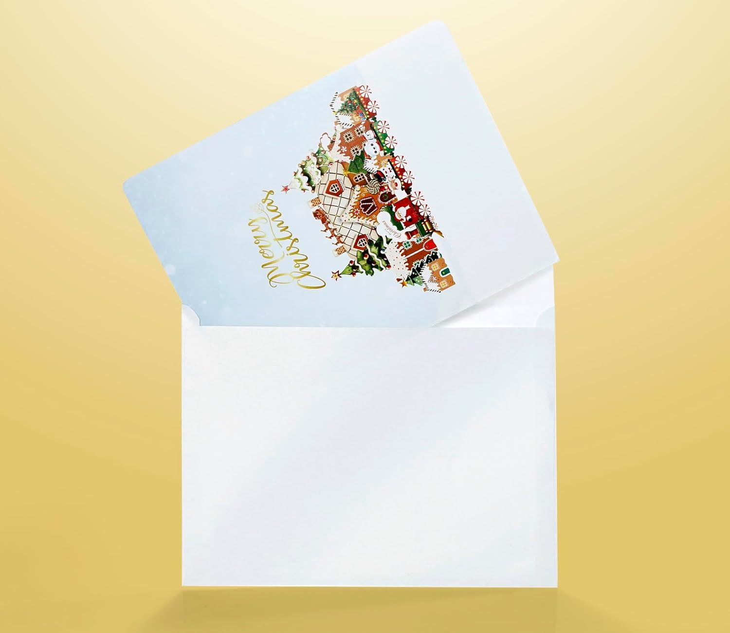 imageCUTPOPUP Christmas Card Pop Up 3D Xmas New Year Holiday Greeting Card Red CardinalGingerbread Town6x8in