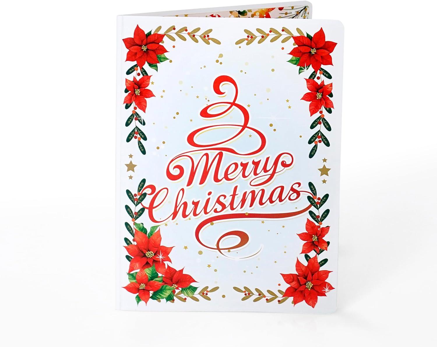 imageCUTPOPUP Christmas Card Pop Up 3D Xmas New Year Holiday Greeting Card Red CardinalLshape Poinsettia6x8in