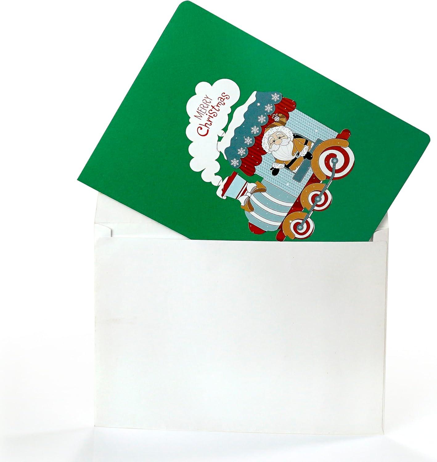 imageCUTPOPUP Christmas Card Pop Up 3D Xmas New Year Holiday Greeting Card Red CardinalMerry Christmas Train