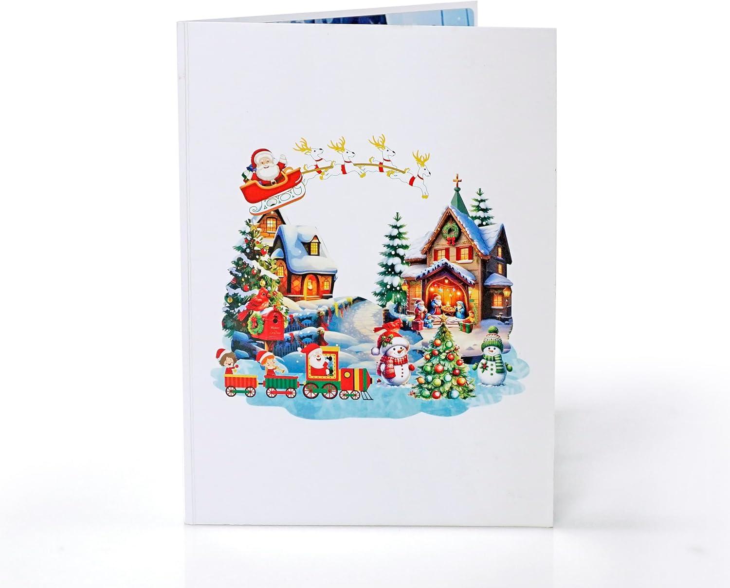 imageCUTPOPUP Christmas Card Pop Up 3D Xmas New Year Holiday Greeting Card Red CardinalXmas Scene6x8in