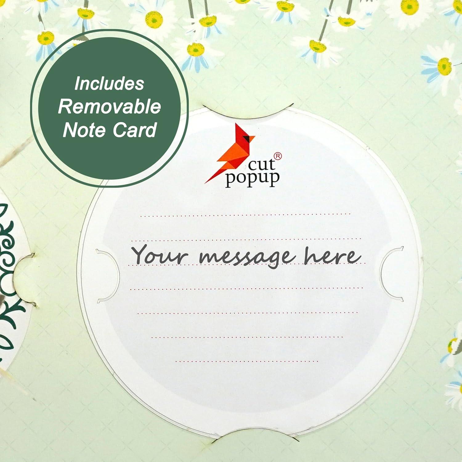 imageCUTPOPUP Daisy Bouquet 11quot x 11quot 3D Popup Birthday Greeting Card with Detachable Paper Flowers Mothers Day Card Birthday Cards for Women Mom Wife