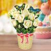 CUTPOPUP Birthday Card Pop Up, 10″x12″, Mothers Day, 3D Greeting Paper Flower Card (Bouquet of WhiteRose)