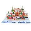 CUTPOPUP Christmas Card Pop Up, 3D Xmas, New Year, Holiday Greeting Card (Red Cardinal)(Gingerbread Town-6x8in)