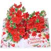 CUTPOPUP Christmas Card Pop Up, 3D Xmas, New Year, Holiday Greeting Card (Red Cardinal)(L-shape Poinsettia-6x8in)
