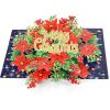 CUTPOPUP Christmas Card Pop Up, 3D Xmas, New Year, Holiday Greeting Card (Red Cardinal)(Round Xmas Poinsettia-6x8in)