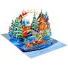 CUTPOPUP Christmas Card Pop Up, 3D Xmas, New Year, Holiday Greeting Card (Red Cardinal)(Xmas Scene-6x8in)
