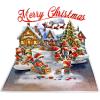 CUTPOPUP Christmas Card Pop Up, 3D Xmas, New Year, Holiday Greeting Card (Red Cardinal)(Xmas Town-6x8in)