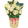 CUTPOPUP Birthday Card Pop Up, 10″x12″, Mothers Day, 3D Greeting Paper Flower Card (Bouquet of WhiteRose)