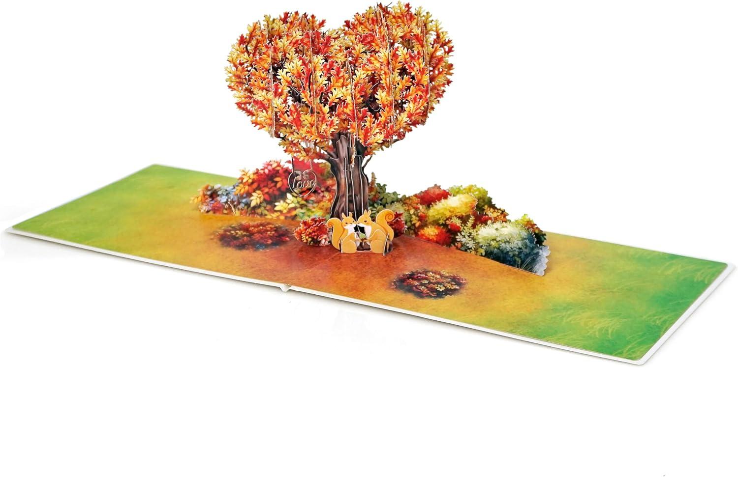 imageCUTPOPUP BlueJay Couple Anniversary Card Pop Up Valentines Day Wedding Engagement 3D Greeting Card BlueJay CoupleHeart Shape LO179US1520Autumn Love Tree6x8in