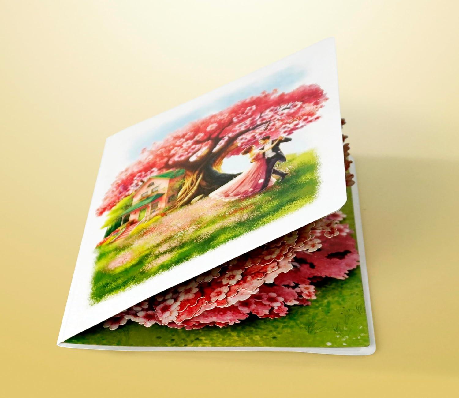 imageCUTPOPUP BlueJay Couple Anniversary Card Pop Up Valentines Day Wedding Engagement 3D Greeting Card BlueJay CoupleHeart Shape LO179US1520Cherry House6x8in