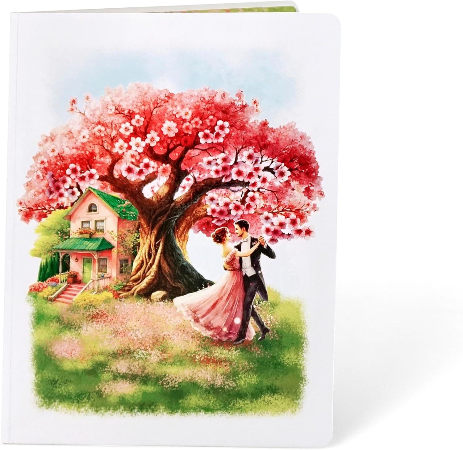 imageCUTPOPUP BlueJay Couple Anniversary Card Pop Up Valentines Day Wedding Engagement 3D Greeting Card BlueJay CoupleHeart Shape LO179US1520Cherry House6x8in