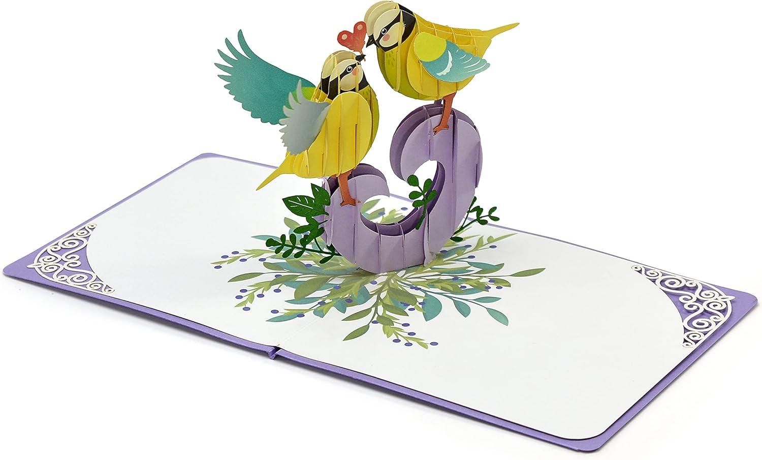 imageCUTPOPUP BlueJay Couple Anniversary Card Pop Up Valentines Day Wedding Engagement 3D Greeting Card BlueJay CoupleHeart Shape LO179US1520Couple Finches
