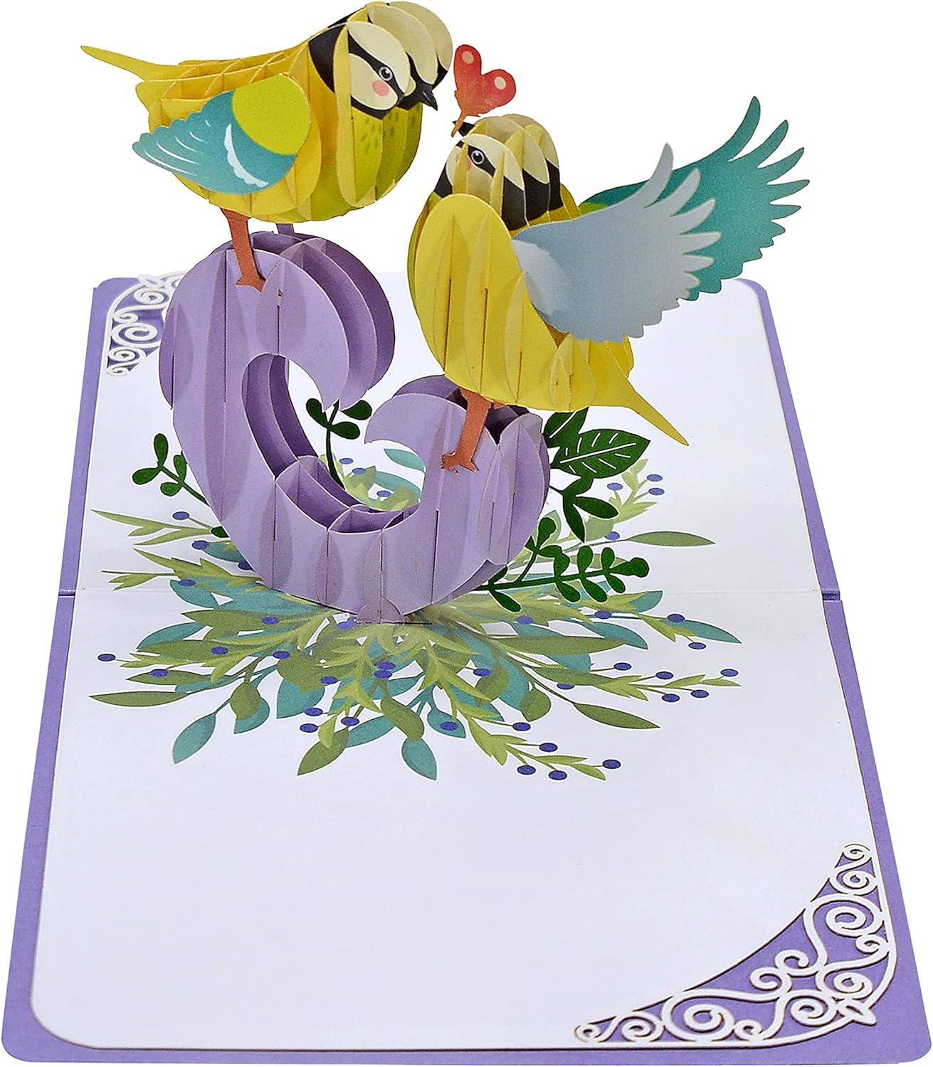 imageCUTPOPUP BlueJay Couple Anniversary Card Pop Up Valentines Day Wedding Engagement 3D Greeting Card BlueJay CoupleHeart Shape LO179US1520Couple Finches