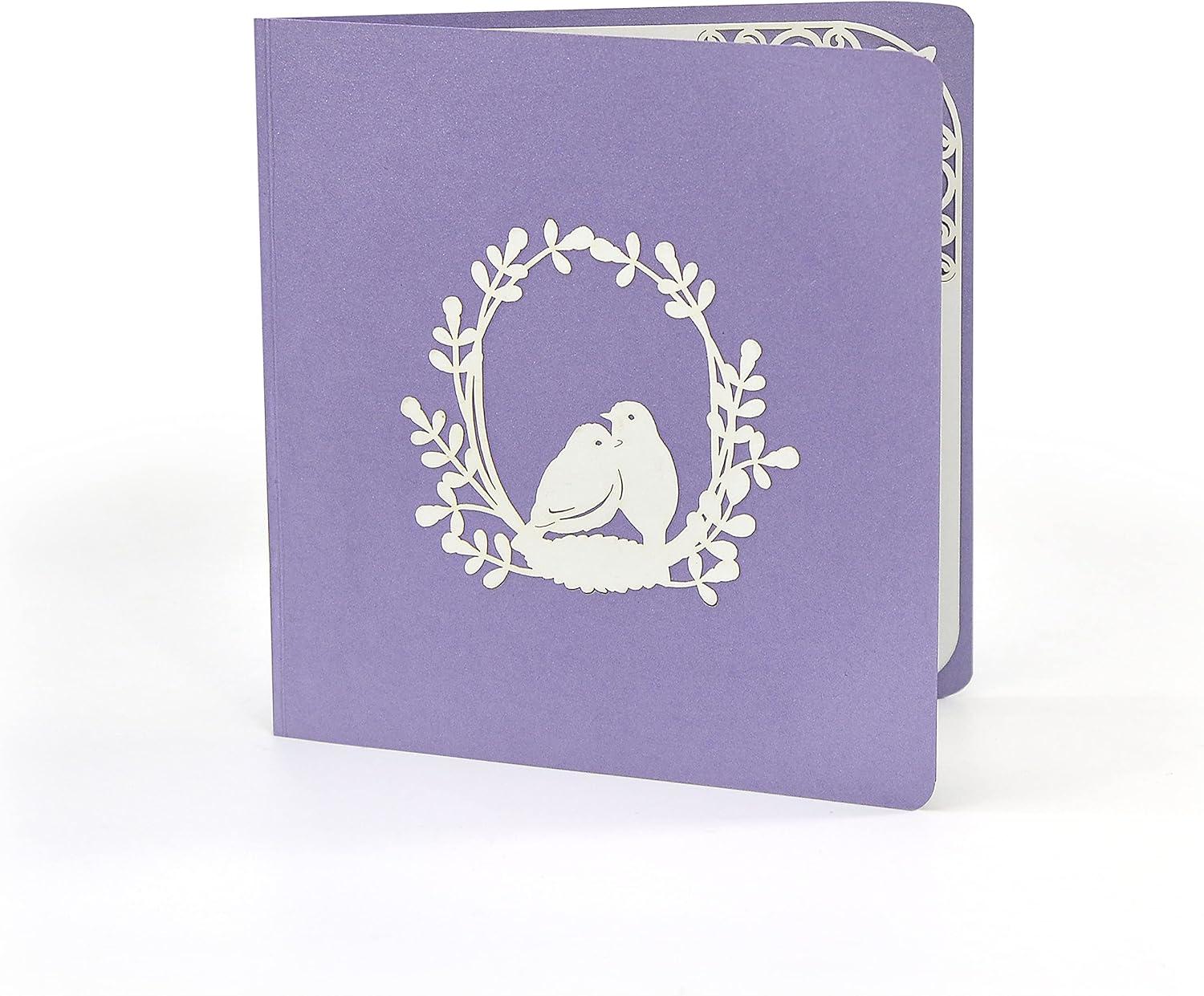 imageCUTPOPUP BlueJay Couple Anniversary Card Pop Up Valentines Day Wedding Engagement 3D Greeting Card BlueJay CoupleHeart Shape LO179US1520Couple Finches