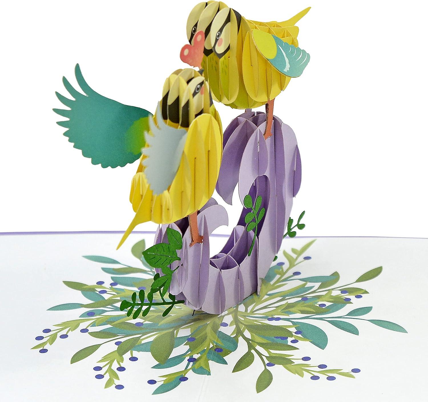 imageCUTPOPUP BlueJay Couple Anniversary Card Pop Up Valentines Day Wedding Engagement 3D Greeting Card BlueJay CoupleHeart Shape LO179US1520Couple Finches