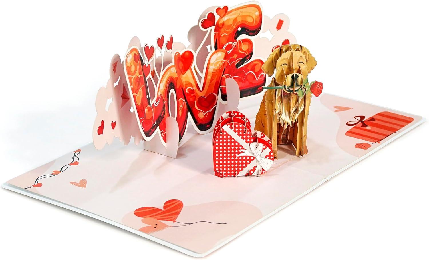 imageCUTPOPUP BlueJay Couple Anniversary Card Pop Up Valentines Day Wedding Engagement 3D Greeting Card BlueJay CoupleHeart Shape LO179US1520Golden Love6x8in