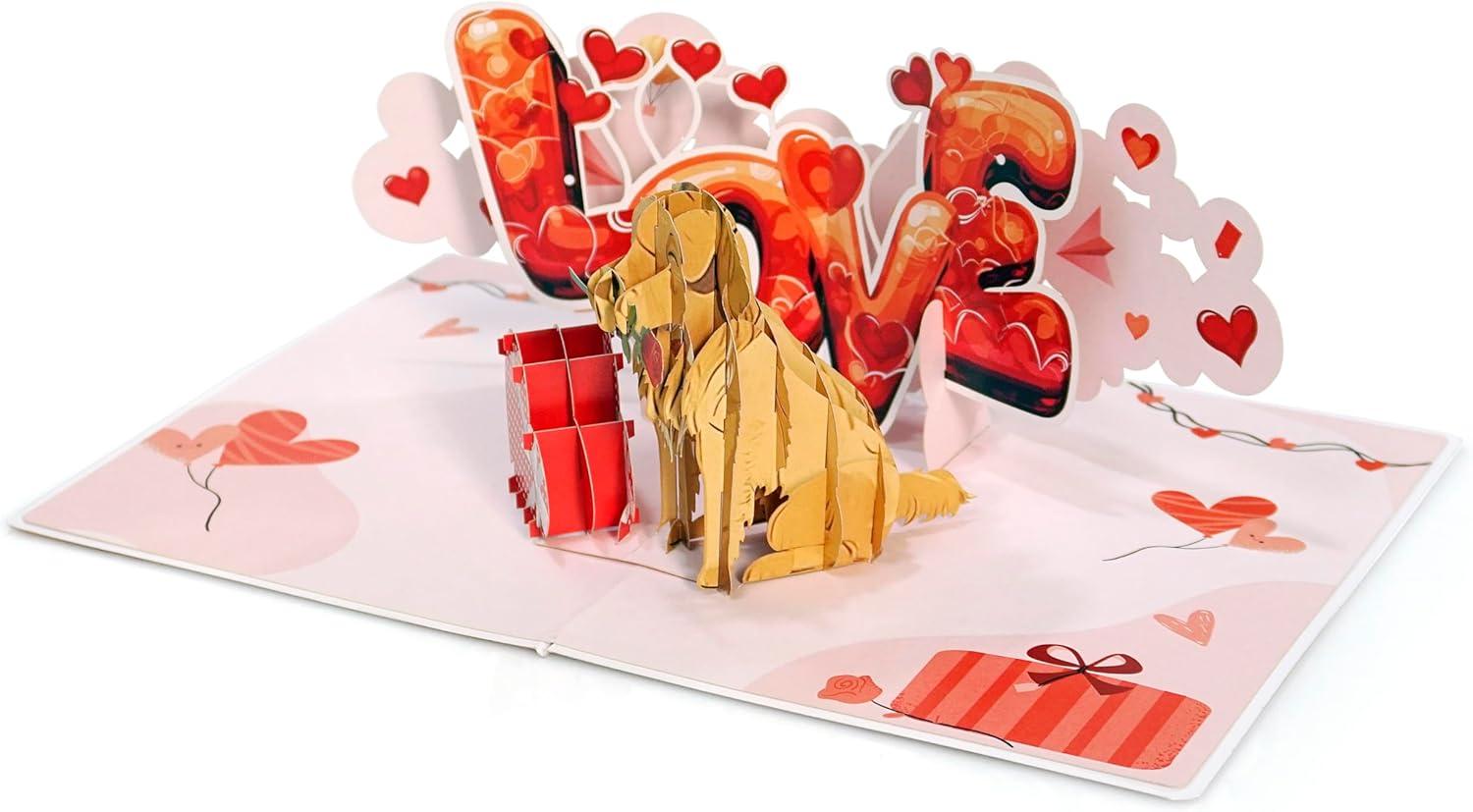 imageCUTPOPUP BlueJay Couple Anniversary Card Pop Up Valentines Day Wedding Engagement 3D Greeting Card BlueJay CoupleHeart Shape LO179US1520Golden Love6x8in