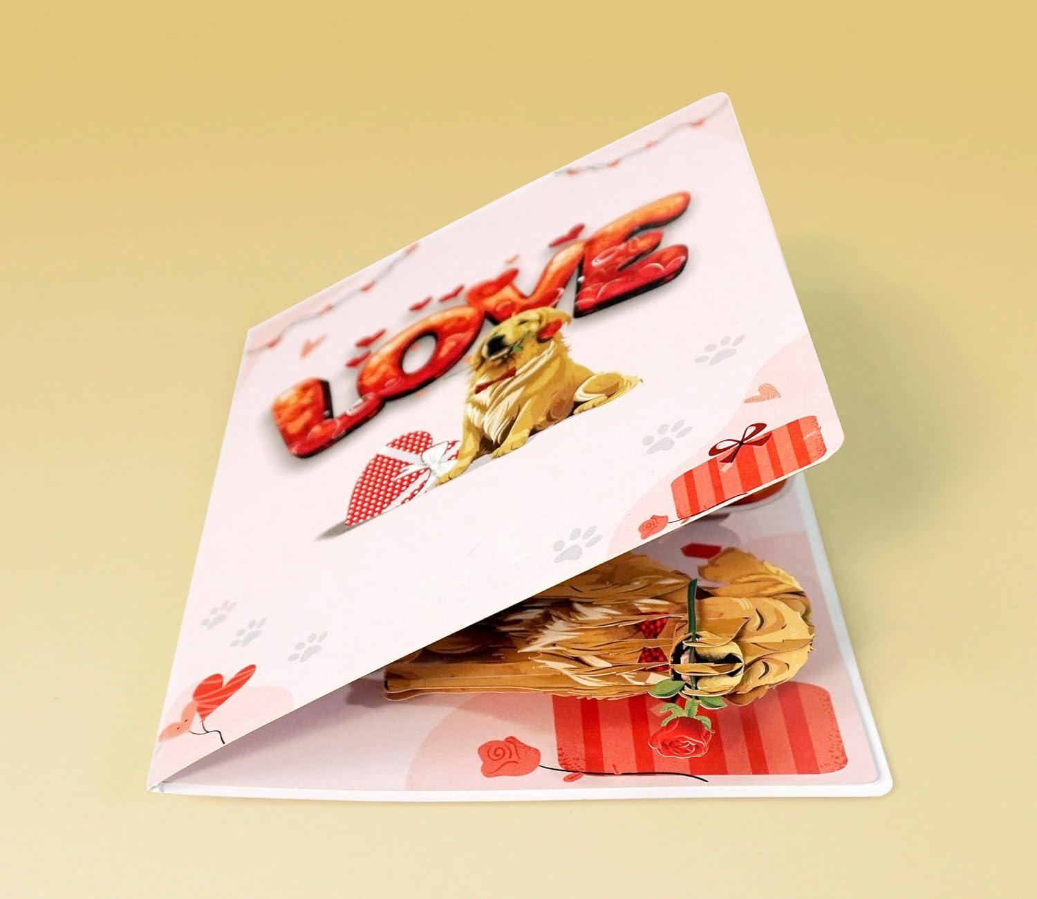 imageCUTPOPUP BlueJay Couple Anniversary Card Pop Up Valentines Day Wedding Engagement 3D Greeting Card BlueJay CoupleHeart Shape LO179US1520Golden Love6x8in