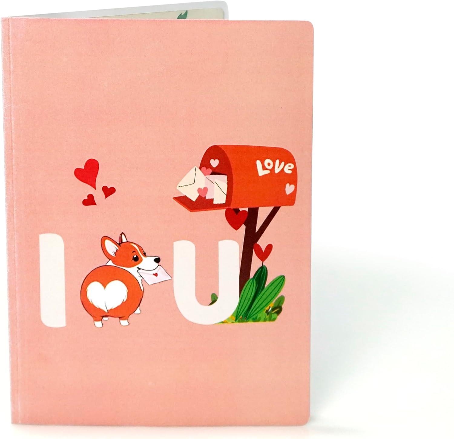 imageCUTPOPUP BlueJay Couple Anniversary Card Pop Up Valentines Day Wedding Engagement 3D Greeting Card BlueJay CoupleHeart Shape LO179US1520Happy Corgi6x8in