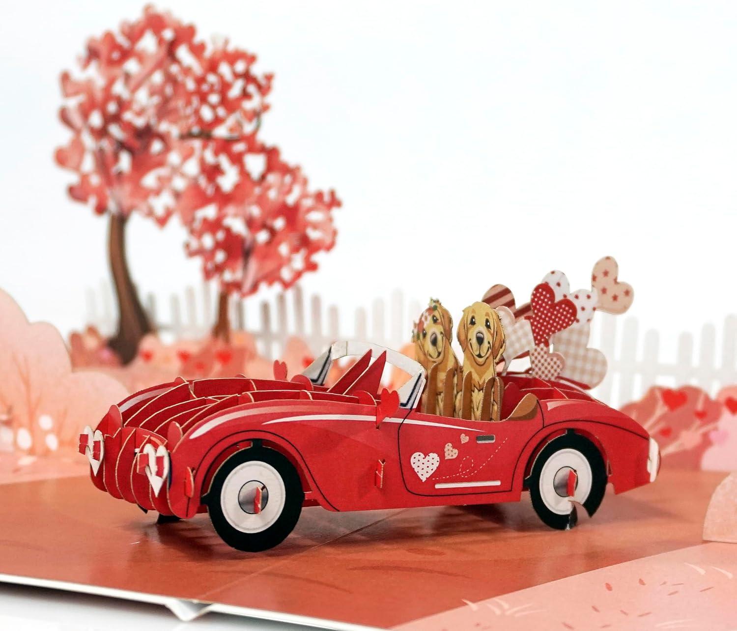 imageCUTPOPUP BlueJay Couple Anniversary Card Pop Up Valentines Day Wedding Engagement 3D Greeting Card BlueJay CoupleHeart Shape LO179US1520Love Car6x8in
