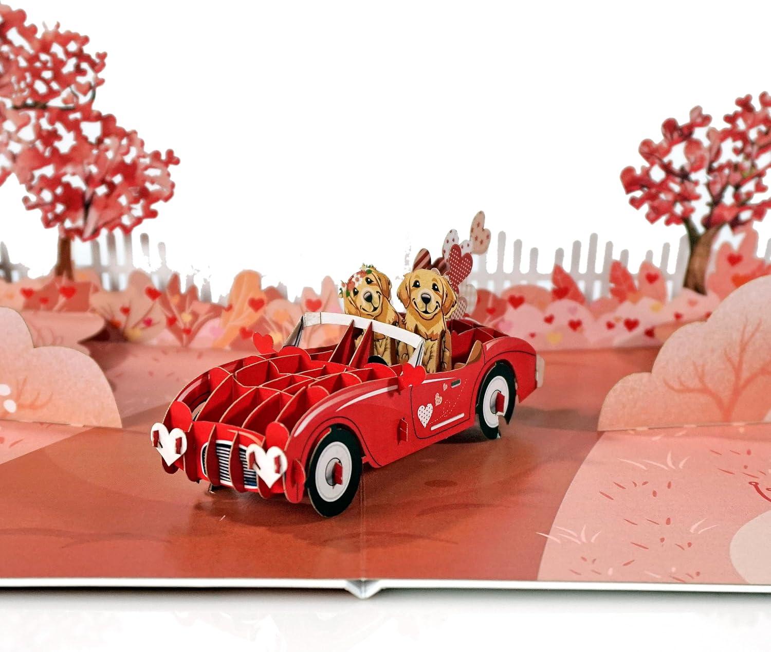 imageCUTPOPUP BlueJay Couple Anniversary Card Pop Up Valentines Day Wedding Engagement 3D Greeting Card BlueJay CoupleHeart Shape LO179US1520Love Car6x8in