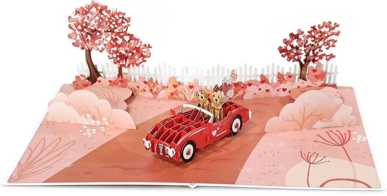 imageCUTPOPUP BlueJay Couple Anniversary Card Pop Up Valentines Day Wedding Engagement 3D Greeting Card BlueJay CoupleHeart Shape LO179US1520Love Car6x8in