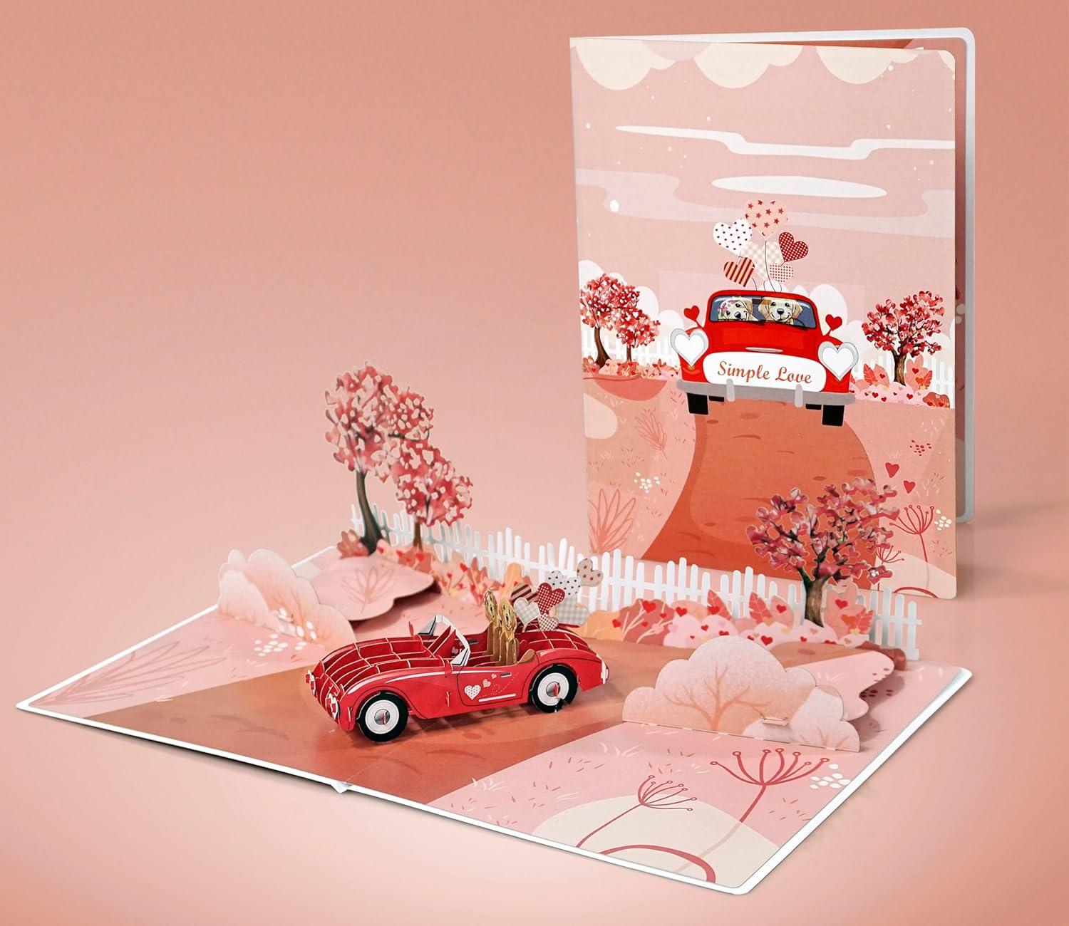 imageCUTPOPUP BlueJay Couple Anniversary Card Pop Up Valentines Day Wedding Engagement 3D Greeting Card BlueJay CoupleHeart Shape LO179US1520Love Car6x8in