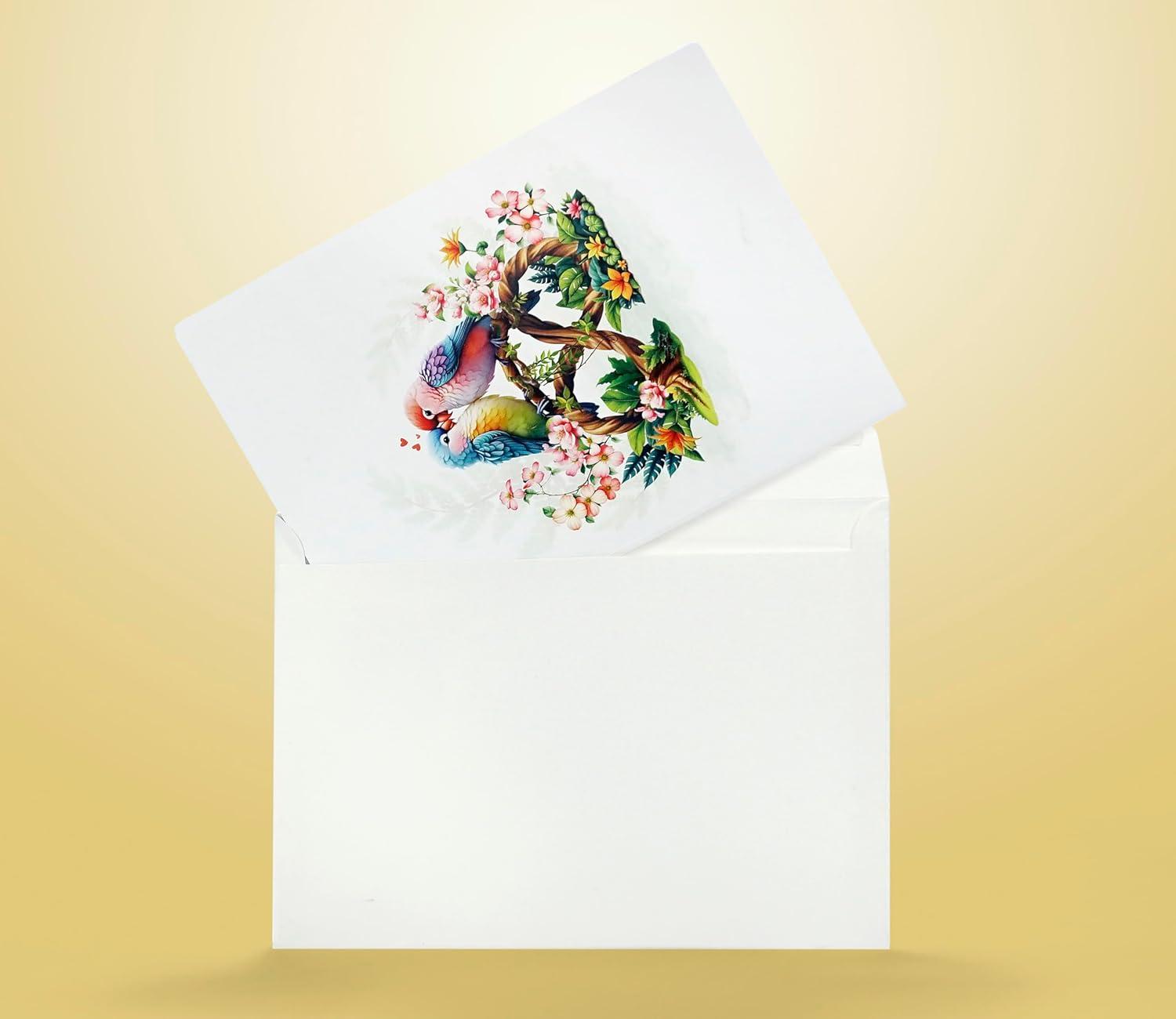 imageCUTPOPUP BlueJay Couple Anniversary Card Pop Up Valentines Day Wedding Engagement 3D Greeting Card BlueJay CoupleHeart Shape LO179US1520Parrot Couple6x8in