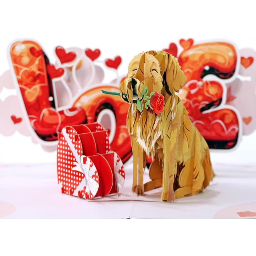 imageCUTPOPUP BlueJay Couple Anniversary Card Pop Up Valentines Day Wedding Engagement 3D Greeting Card BlueJay CoupleHeart Shape LO179US1520Golden Love6x8in