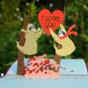 CUTPOPUP Anniversary Card Pop Up, Valentines Day, 3D Popup Greeting Love Card (Corgi Couple AirBalloon)(Sloth Couple)