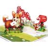 CUTPOPUP BlueJay Couple, Anniversary Card Pop Up, Valentines Day, Wedding, Engagement, 3D Greeting Card (BlueJay Couple-Heart Shape) LO179US1520(Happy Corgi-6x8in)