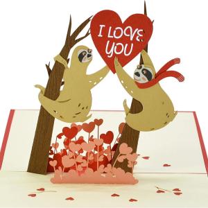 CUTPOPUP Anniversary Card Pop Up, Valentines Day, 3D Popup Greeting Love Card (Corgi Couple AirBalloon)(Sloth Couple)