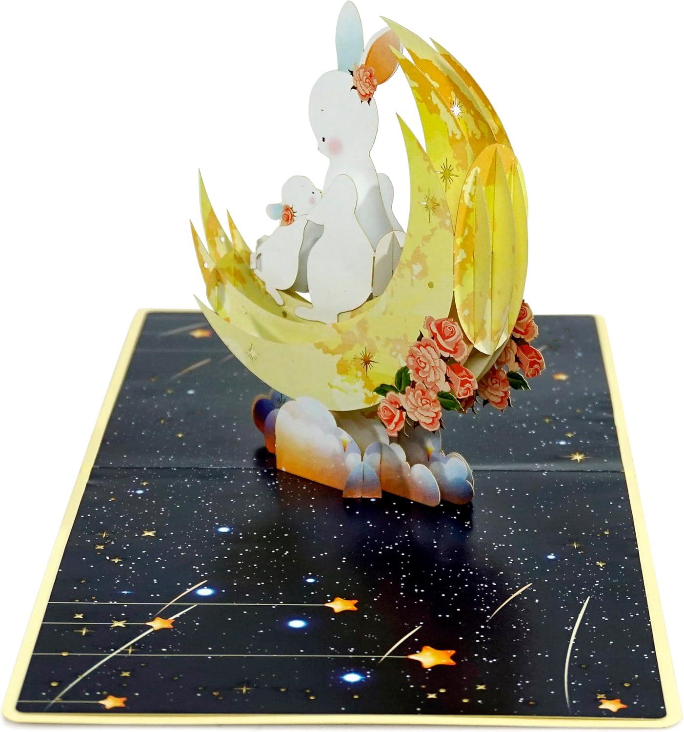 imageCUTPOPUP Mothers Day Card Pop Up 3D Birthday Greeting Card Mothers Day Card for Women Mom Wife Grandma Daughter Bunny Rabbit