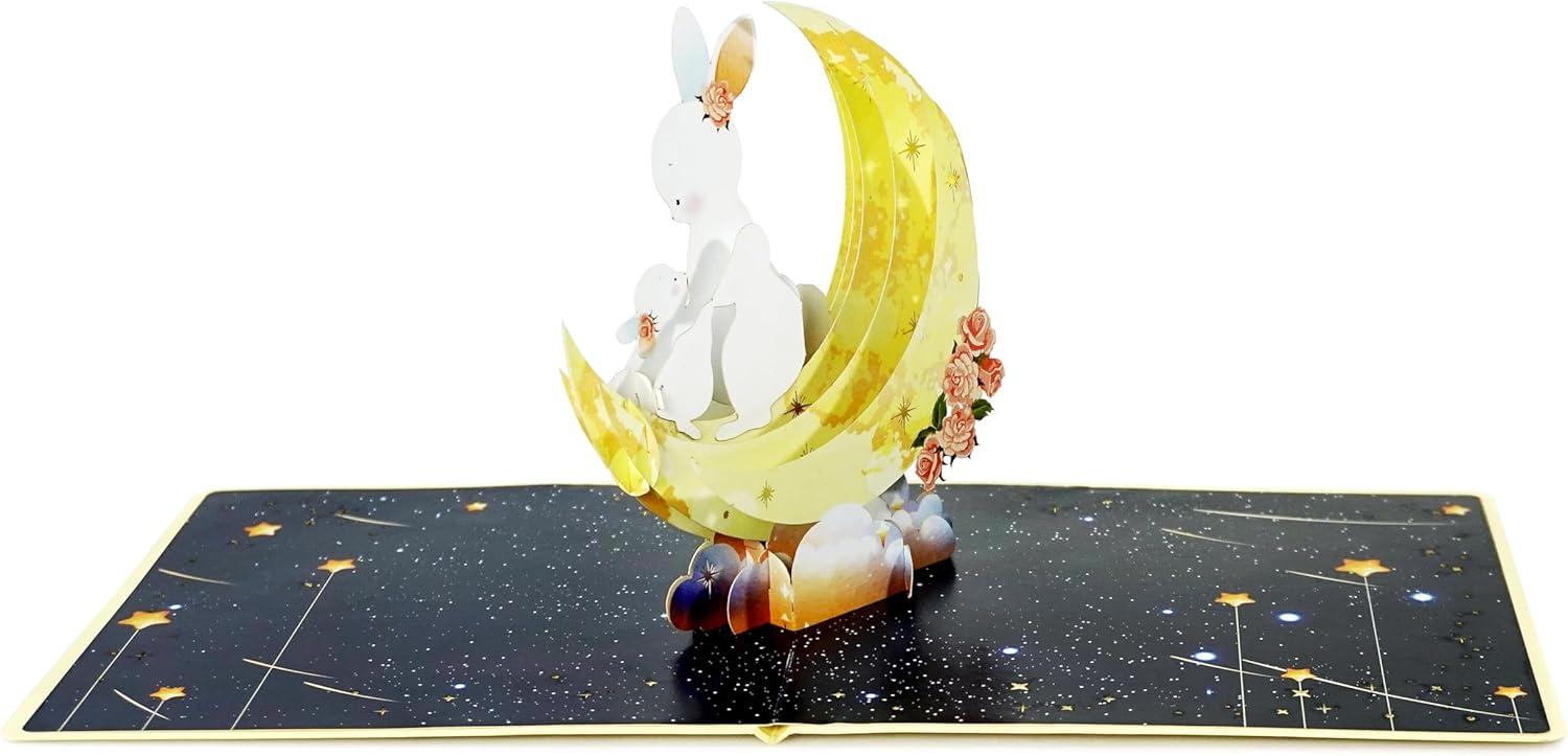 imageCUTPOPUP Mothers Day Card Pop Up 3D Birthday Greeting Card Mothers Day Card for Women Mom Wife Grandma Daughter Bunny Rabbit