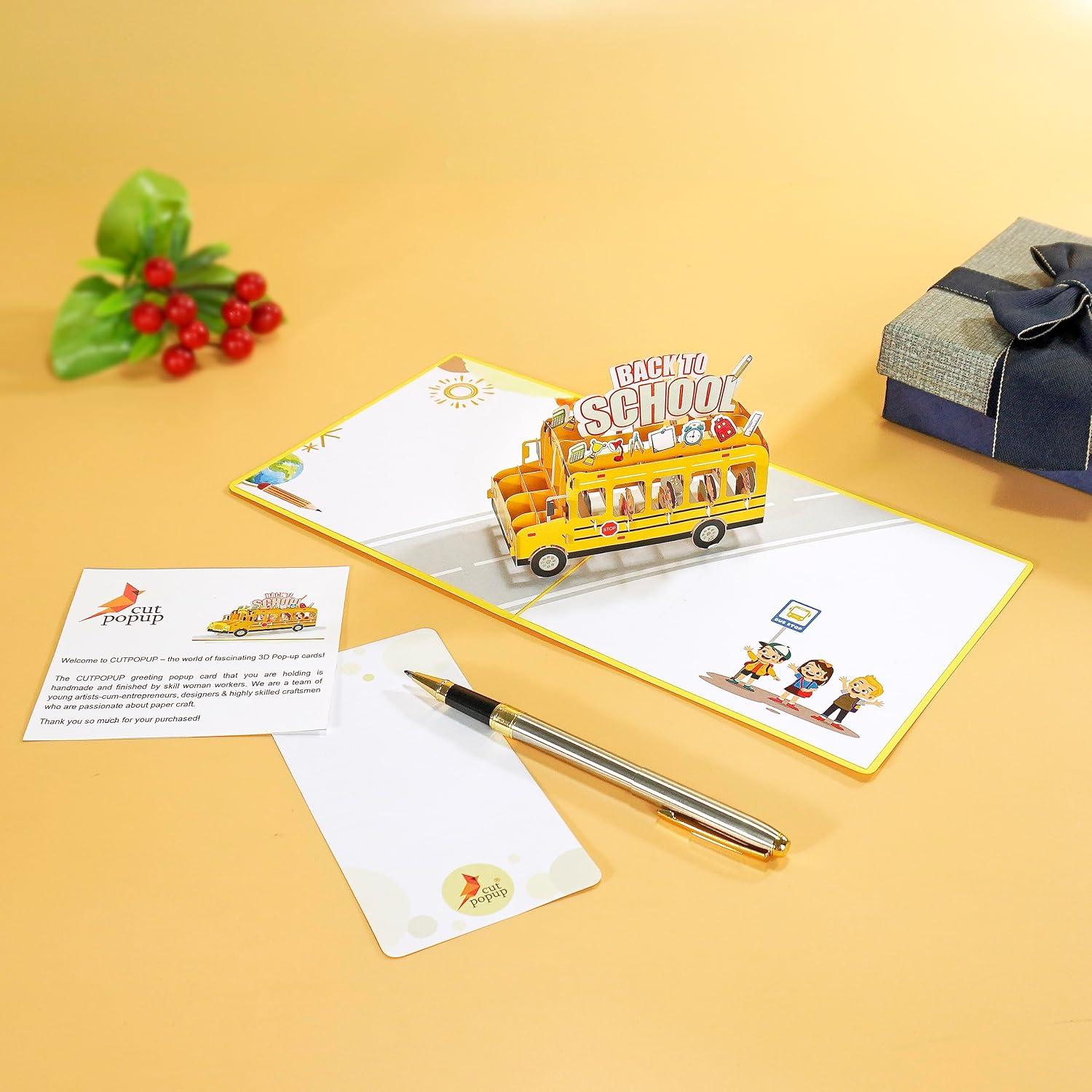 imageCUTPOPUP Birthday Card Pop Up Fathers Day Card 3D Greeting Card BisonSchool Bus